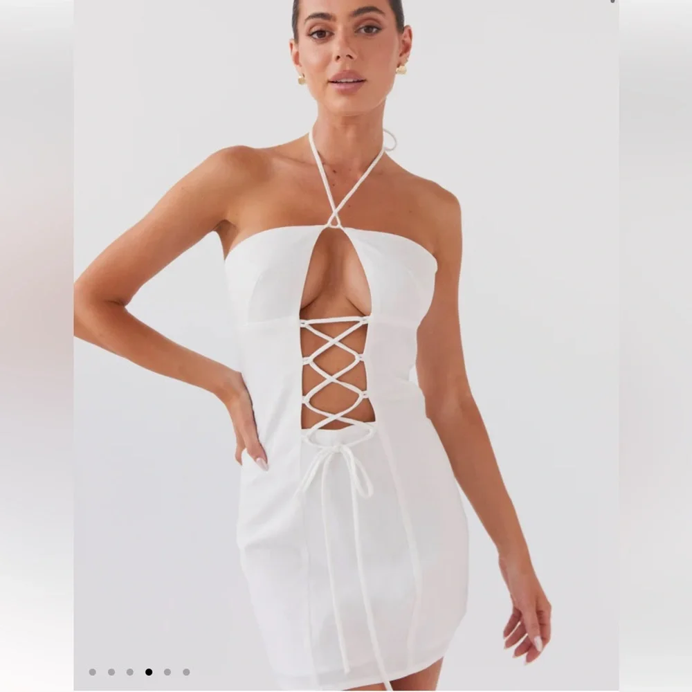 NWT PEPPERMAYO- Island Echoes Linen Mini Dress size 6 - Picture 4 of 5